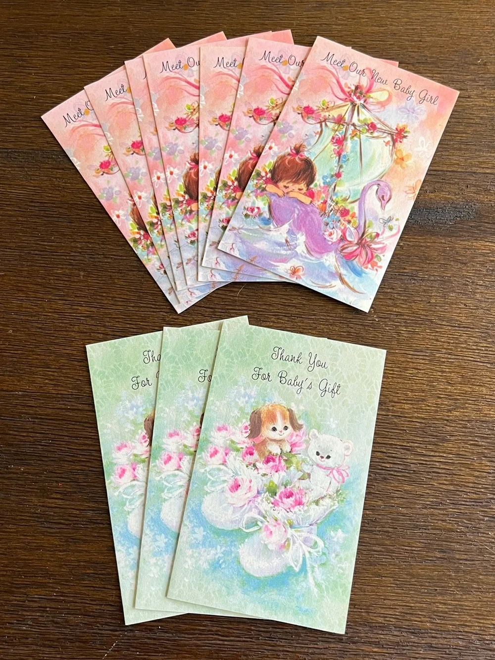 Vintage Baby Girl Birth Announcement Cards | Vintage Thank You Cards | Opened